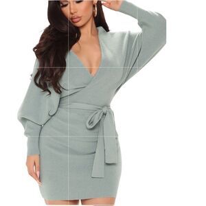 Fashion nova sweater wrap dress